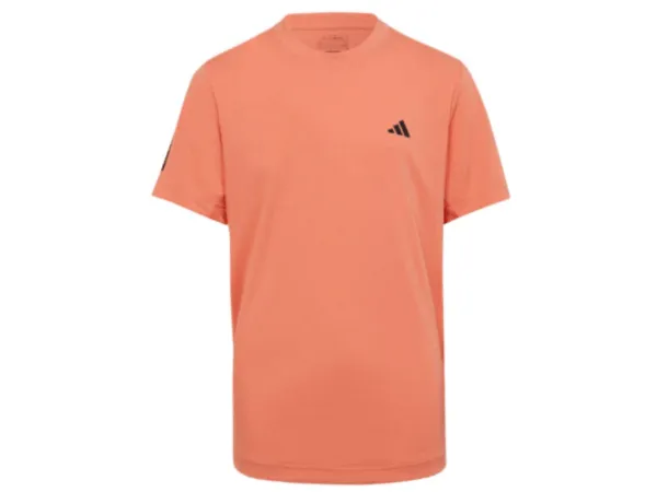 Adidas Mens Club 3 Stripe Tee (Semi-Coral Fusion)