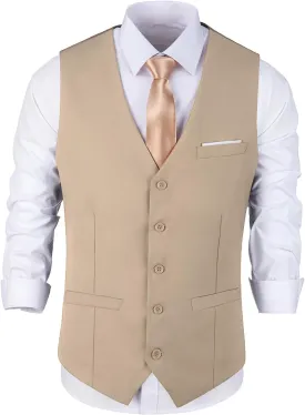 Bakerbear Mens Suit Vests V-Neck Casual Vest Dress for Men Formal Tuxedo Wedding Vests Men's Waistcoat