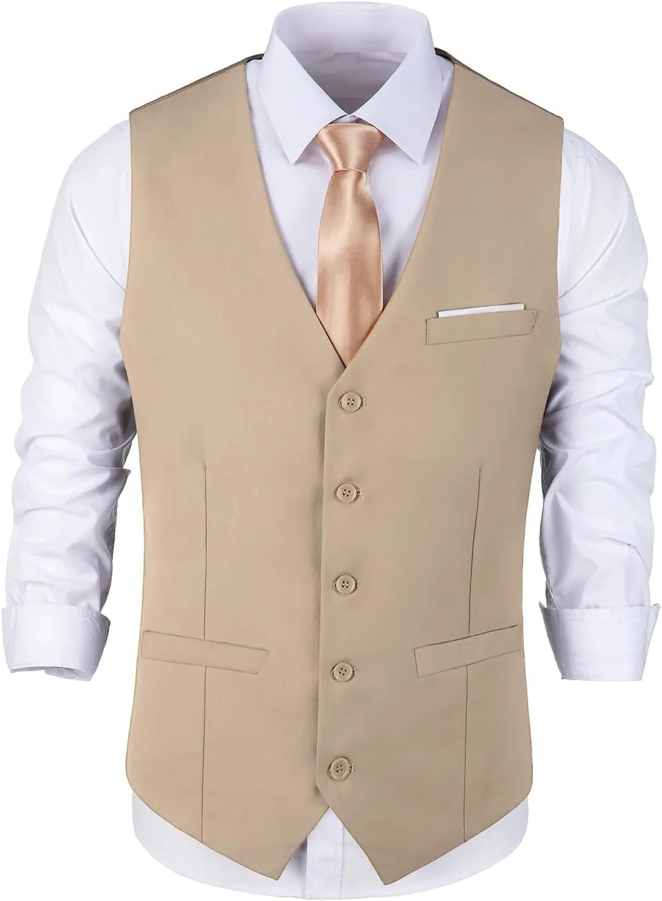 Bakerbear Mens Suit Vests V-Neck Casual Vest Dress for Men Formal Tuxedo Wedding Vests Men's Waistcoat