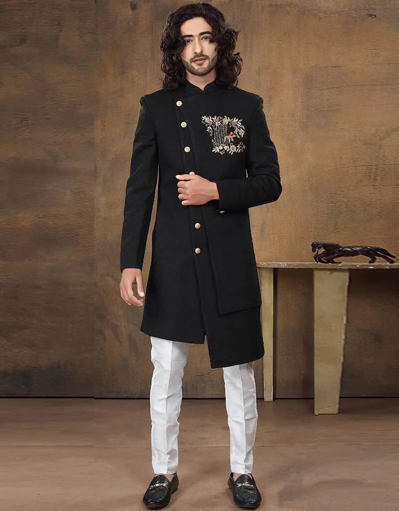 Black Kurta Imported Aligadhi