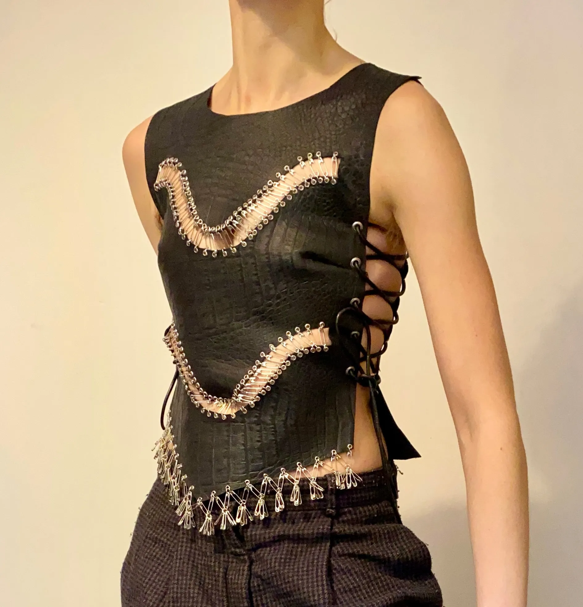 Black Reptile Tassel Corset