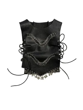 Black Reptile Tassel Corset