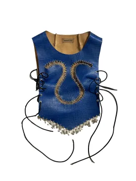 Blue Reptile Tassel Corset