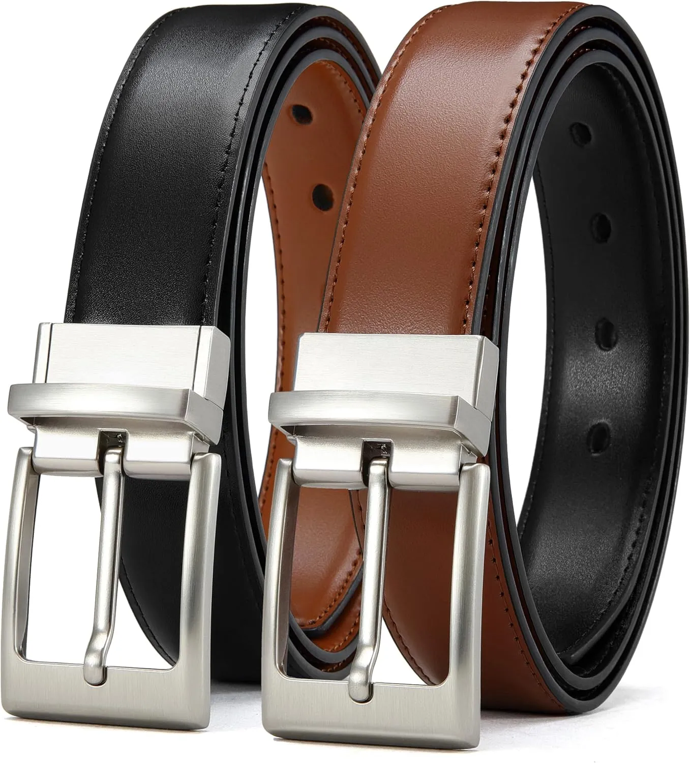 CHAOREN Mens Belts Leather 1 Pack - 1.25" Reversible Belts for Men for Dress Pants - One Belt, Two Colors