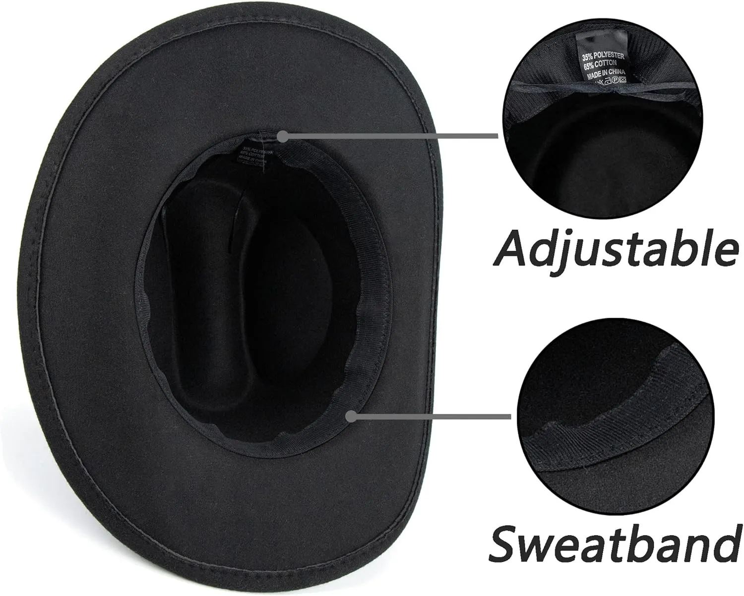 Classic Western-Cowboy-Hat Men Womens Wide Brim Cowgirl Hats Felt Fedora hat (S-M)
