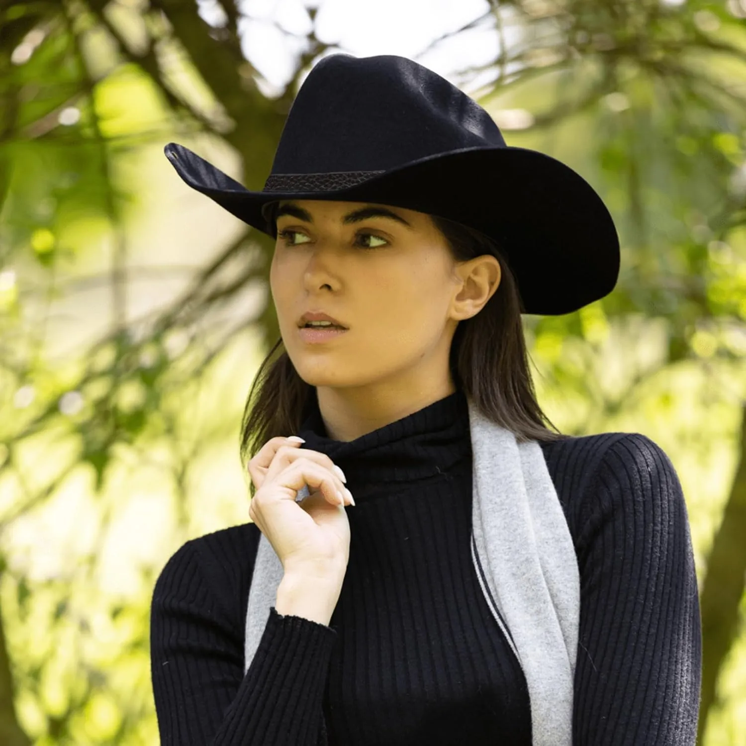 Classic Western-Cowboy-Hat Men Womens Wide Brim Cowgirl Hats Felt Fedora hat (S-M)