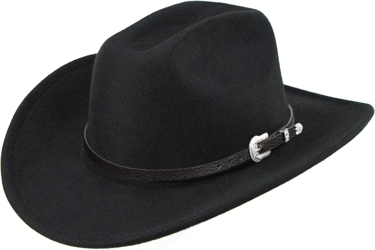 Classic Western-Cowboy-Hat Men Womens Wide Brim Cowgirl Hats Felt Fedora hat (S-M)