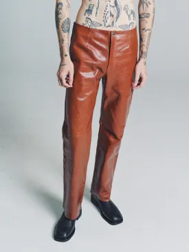 Cognac Brown Leather Biker Trouser
