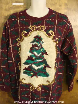 Eye Numbing 80s 2sided Ugliest Christmas Sweater with Tree