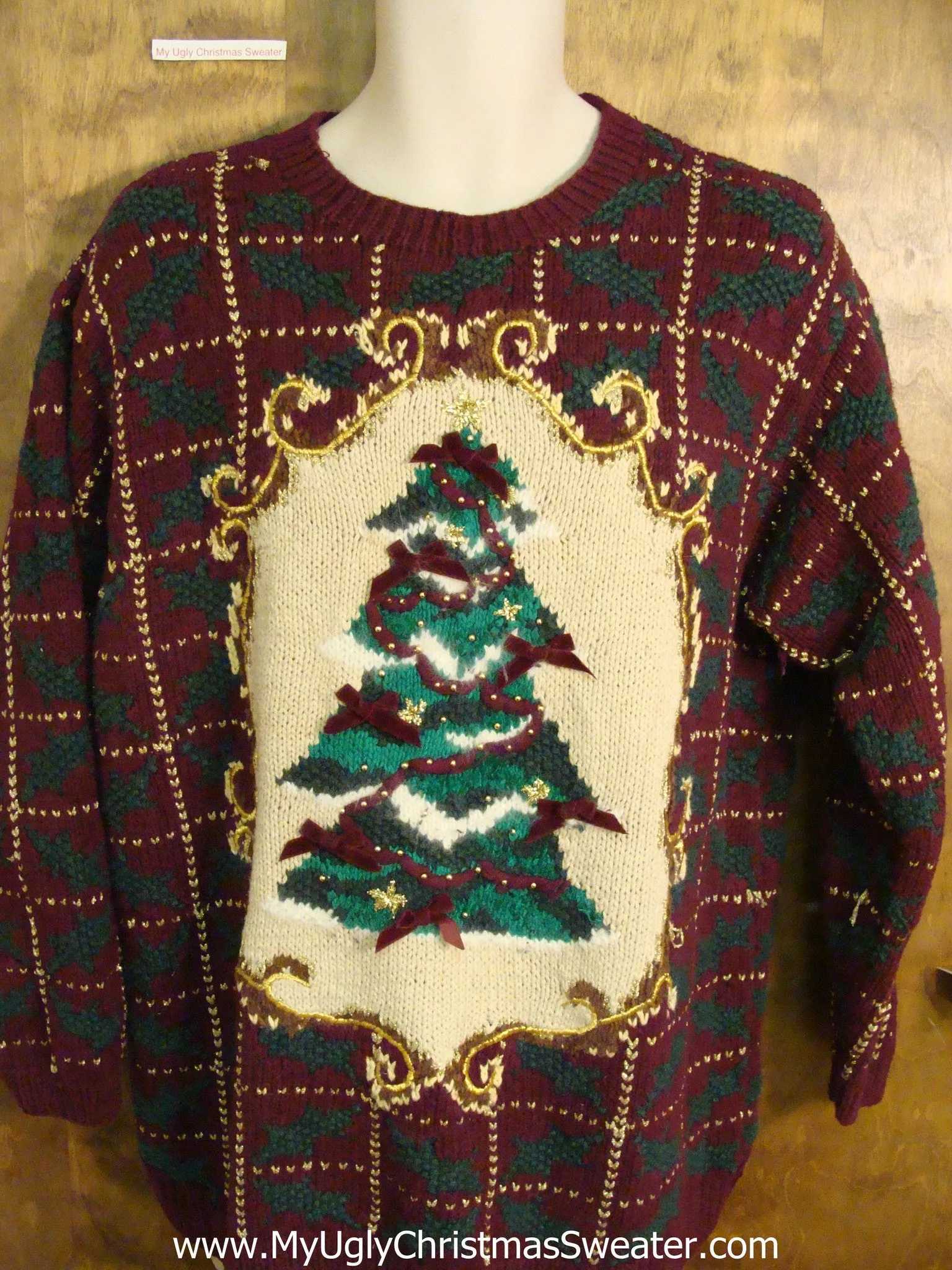 Eye Numbing 80s 2sided Ugliest Christmas Sweater with Tree