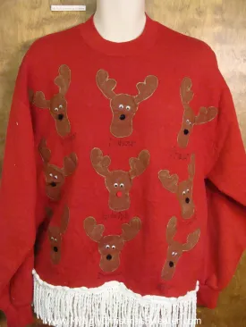 Funny Tic Tac Toe Reindeer Novelty Christmas Sweatshirt