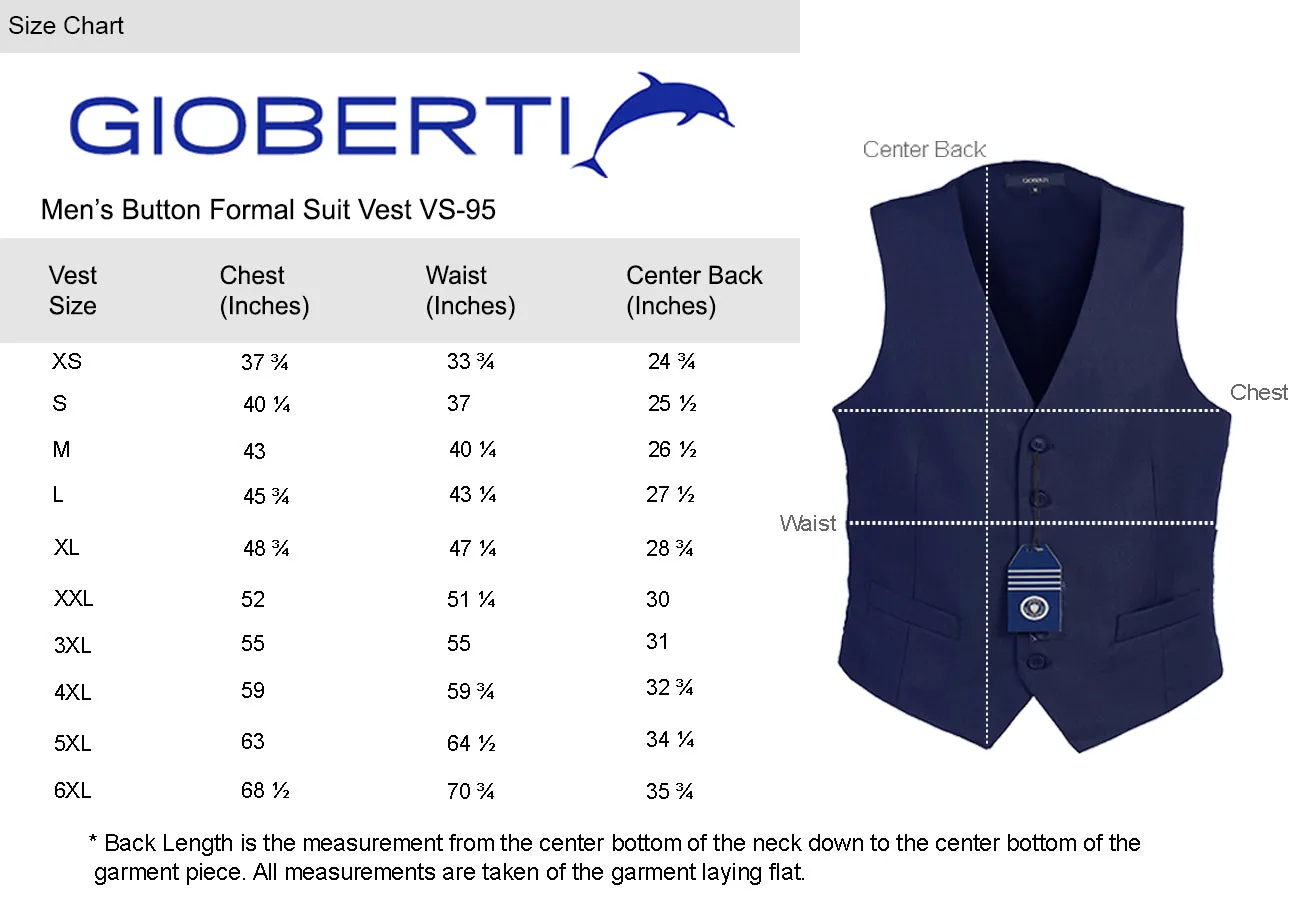 Gioberti Men's Royal Blue Formal Suit Vest