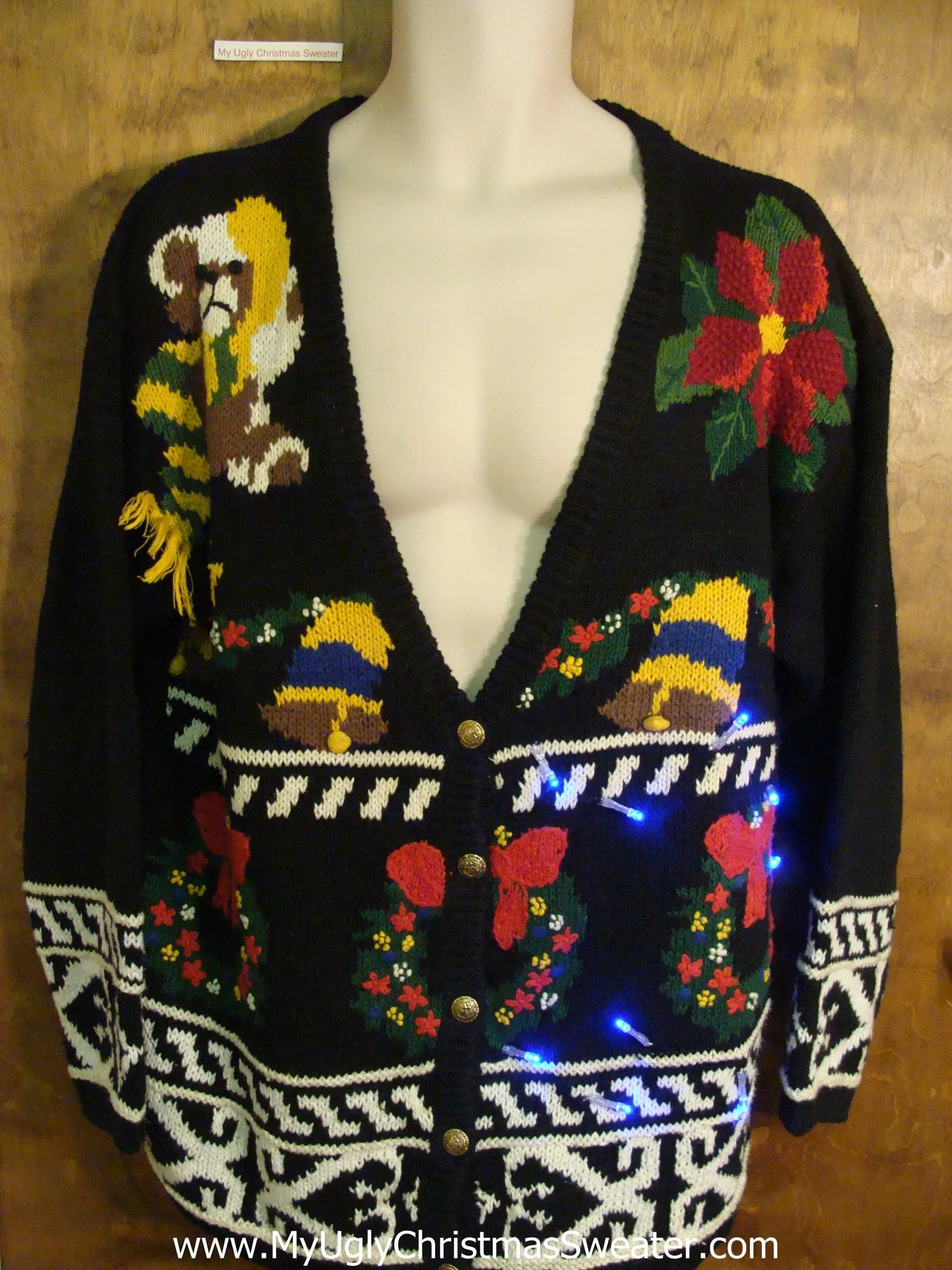 Horrible Colorful Christmas Sweater with Lights