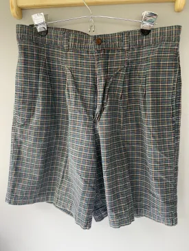 Mens 34” Waist Plaid Shorts BASS & Co.  Green Blue Gold Pockets 100% Cotton