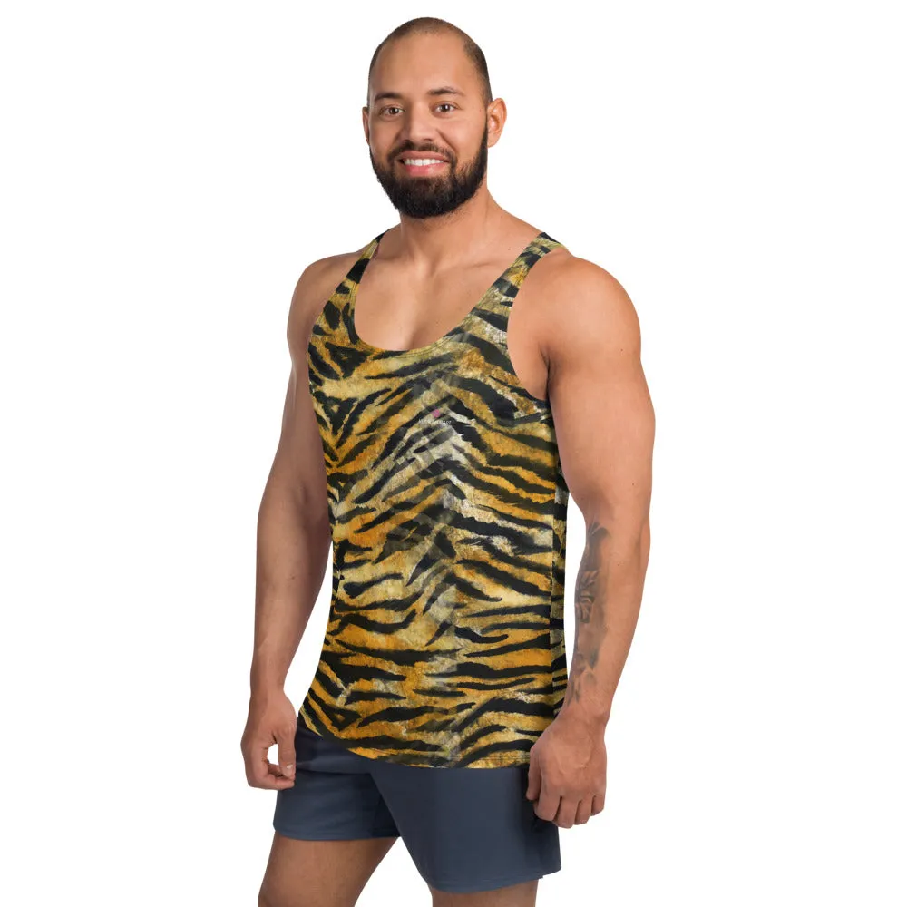 Orange Tiger Unisex Tank Top, Animal Print Best Luxury Tiger Stripes Tank Tops For Men-Made in USA/EU/MX