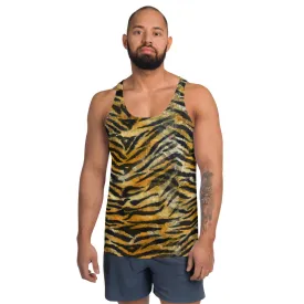 Orange Tiger Unisex Tank Top, Animal Print Best Luxury Tiger Stripes Tank Tops For Men-Made in USA/EU/MX