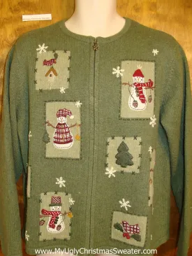 Pea Green Horrible Ugly Christmas Sweater