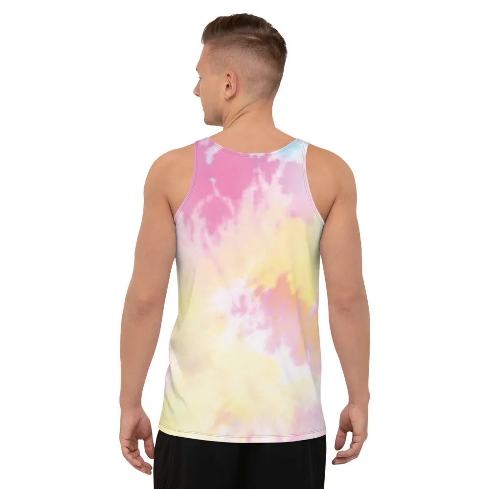 Pink Tie Dye Tank Top, Abstract Men's or Women's Premium Unisex Artistic Tanks - Made in USA/EU