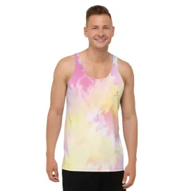 Pink Tie Dye Tank Top, Abstract Men's or Women's Premium Unisex Artistic Tanks - Made in USA/EU