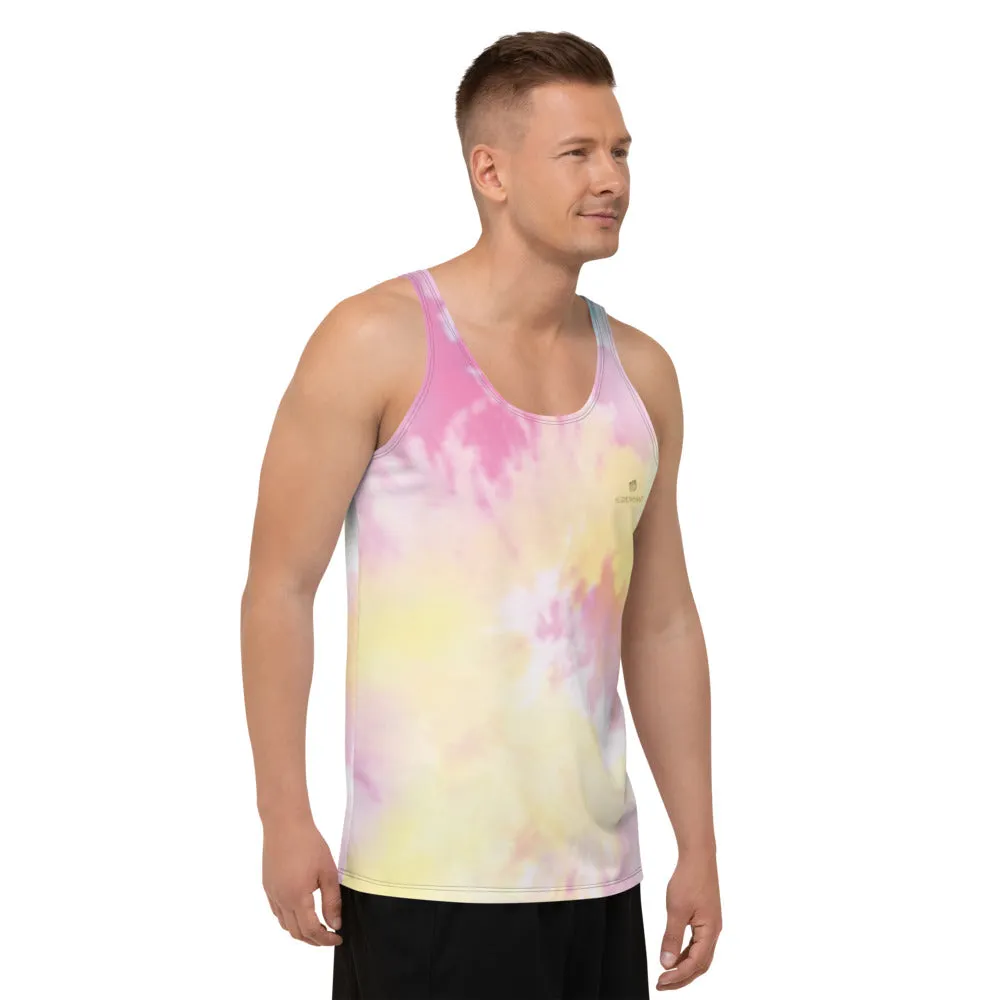 Pink Tie Dye Tank Top, Abstract Men's or Women's Premium Unisex Artistic Tanks - Made in USA/EU