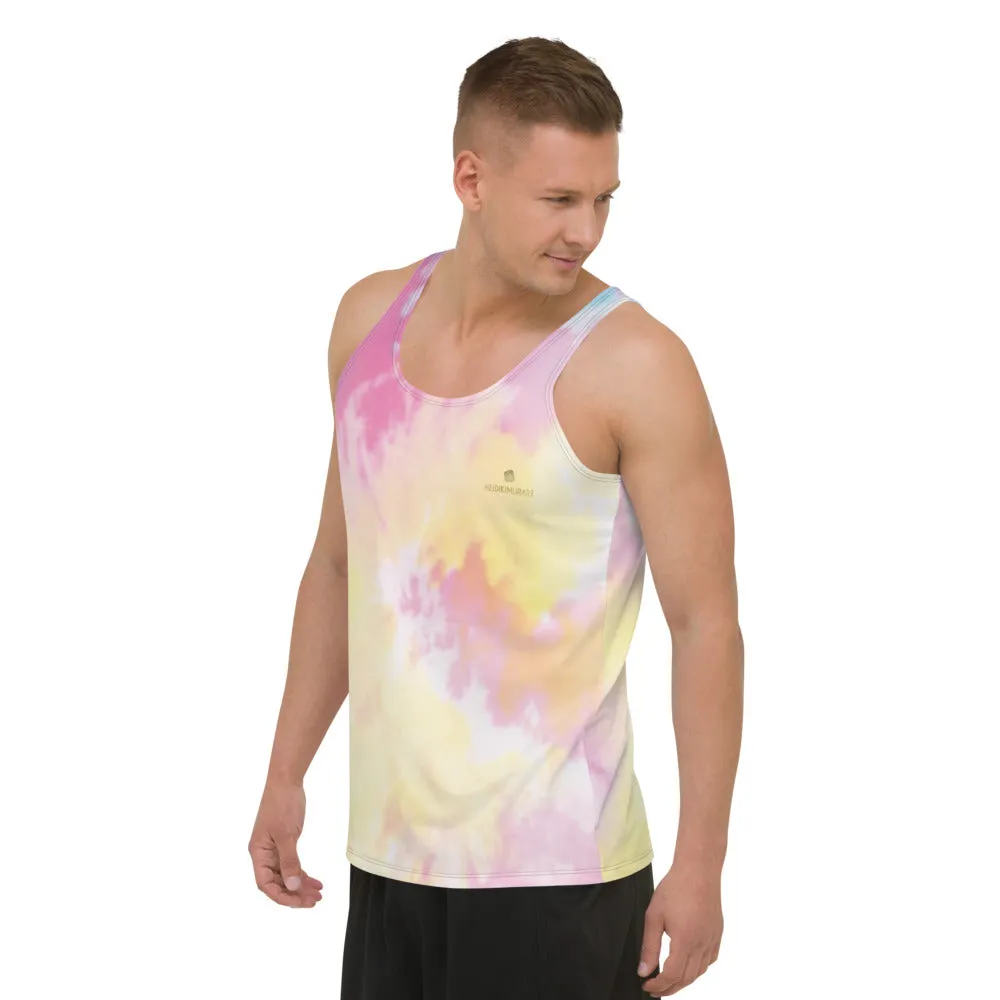 Pink Tie Dye Tank Top, Abstract Men's or Women's Premium Unisex Artistic Tanks - Made in USA/EU