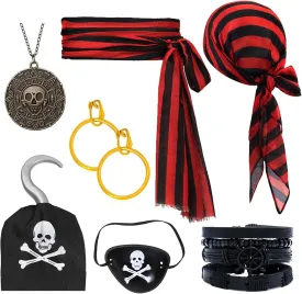 Pirate Costume Outfit Accessories Set for Men Women Pirate Costume Kit