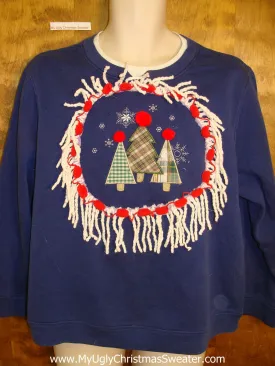 Plaid Trees with PomPoms Funny Novelty Christmas Sweatshirt