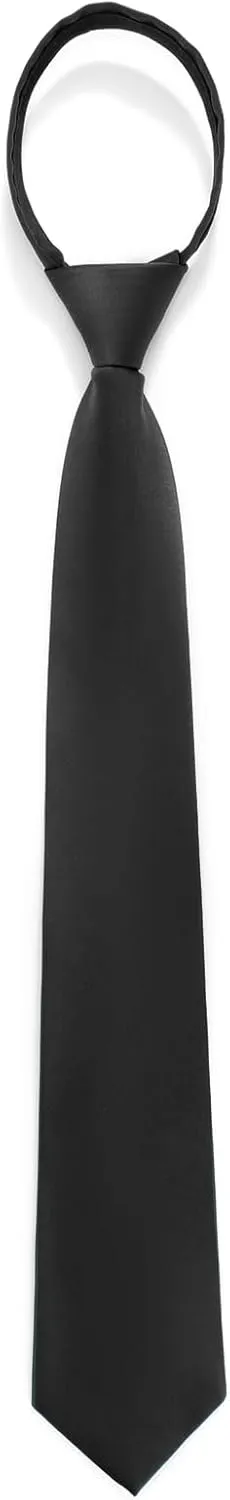 Pre Tied Adjustable Black Zipper Ties for Men 3.15" (8CM) Womens Solid Color Necktie