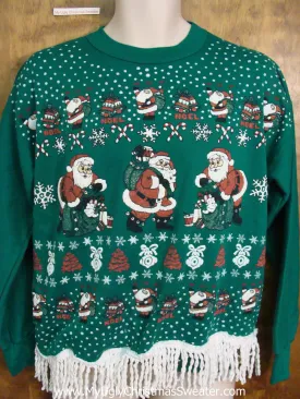 Santacon Green 80s Funny Novelty Christmas Sweatshirt