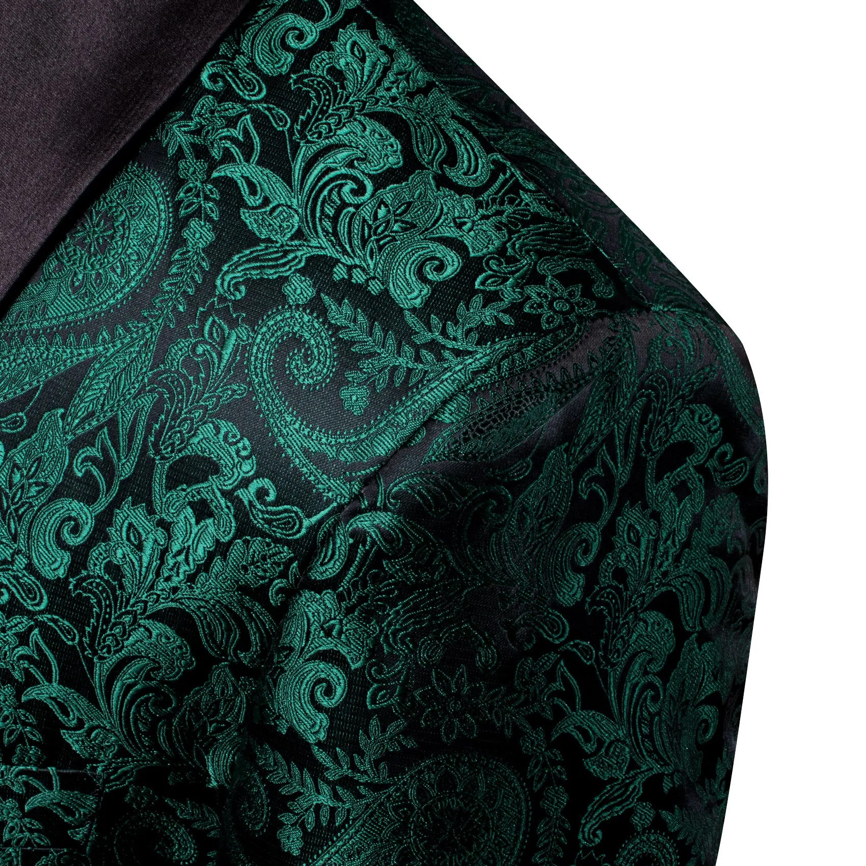 Sapphire Pine Green Black Paisley Shawl Collar Men's Suit for Party