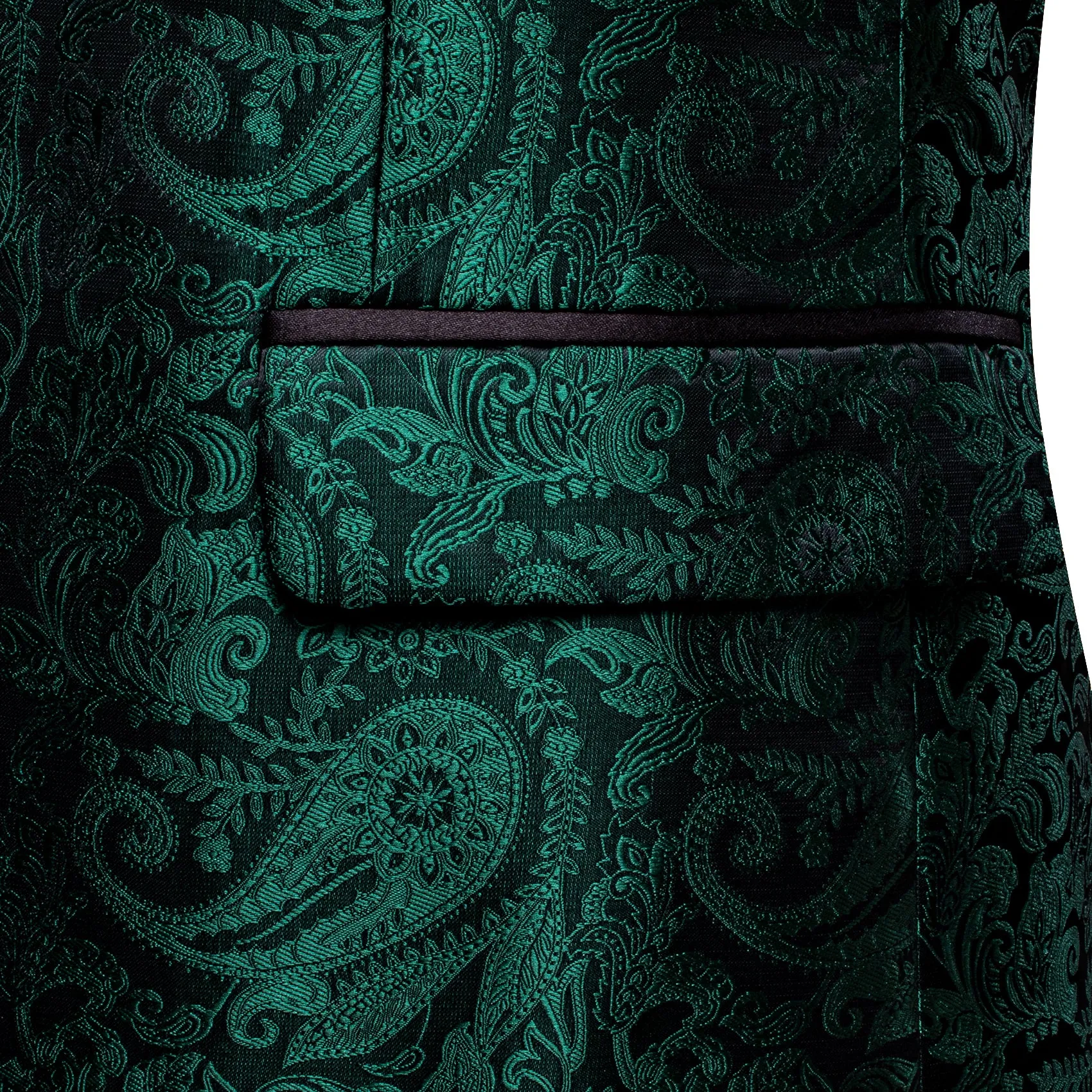 Sapphire Pine Green Black Paisley Shawl Collar Men's Suit for Party