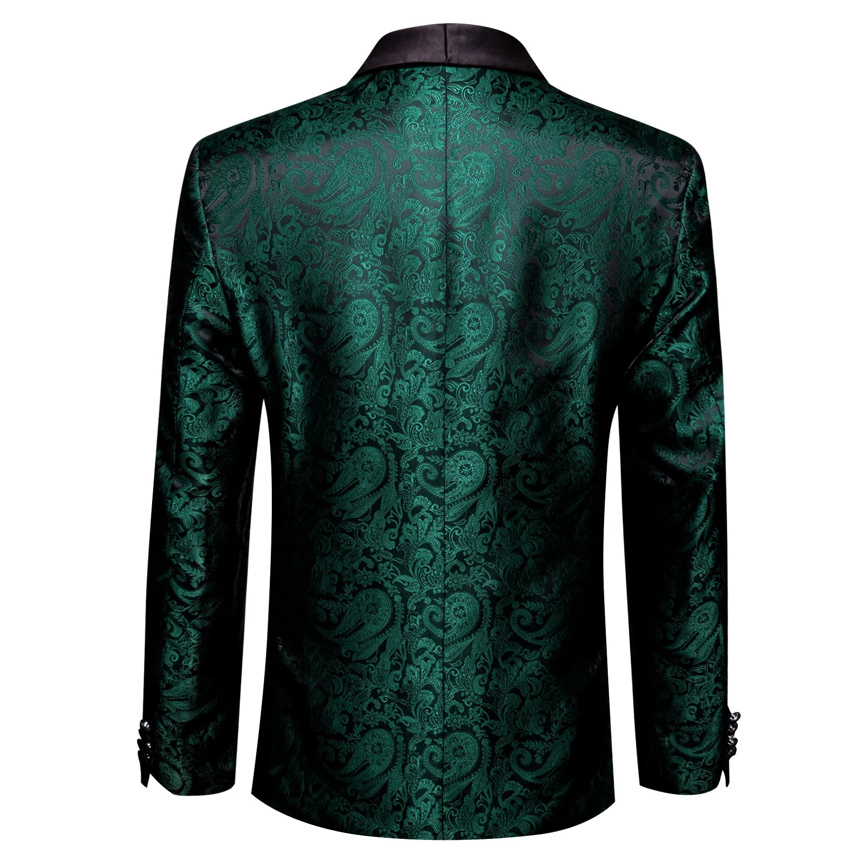 Sapphire Pine Green Black Paisley Shawl Collar Men's Suit for Party