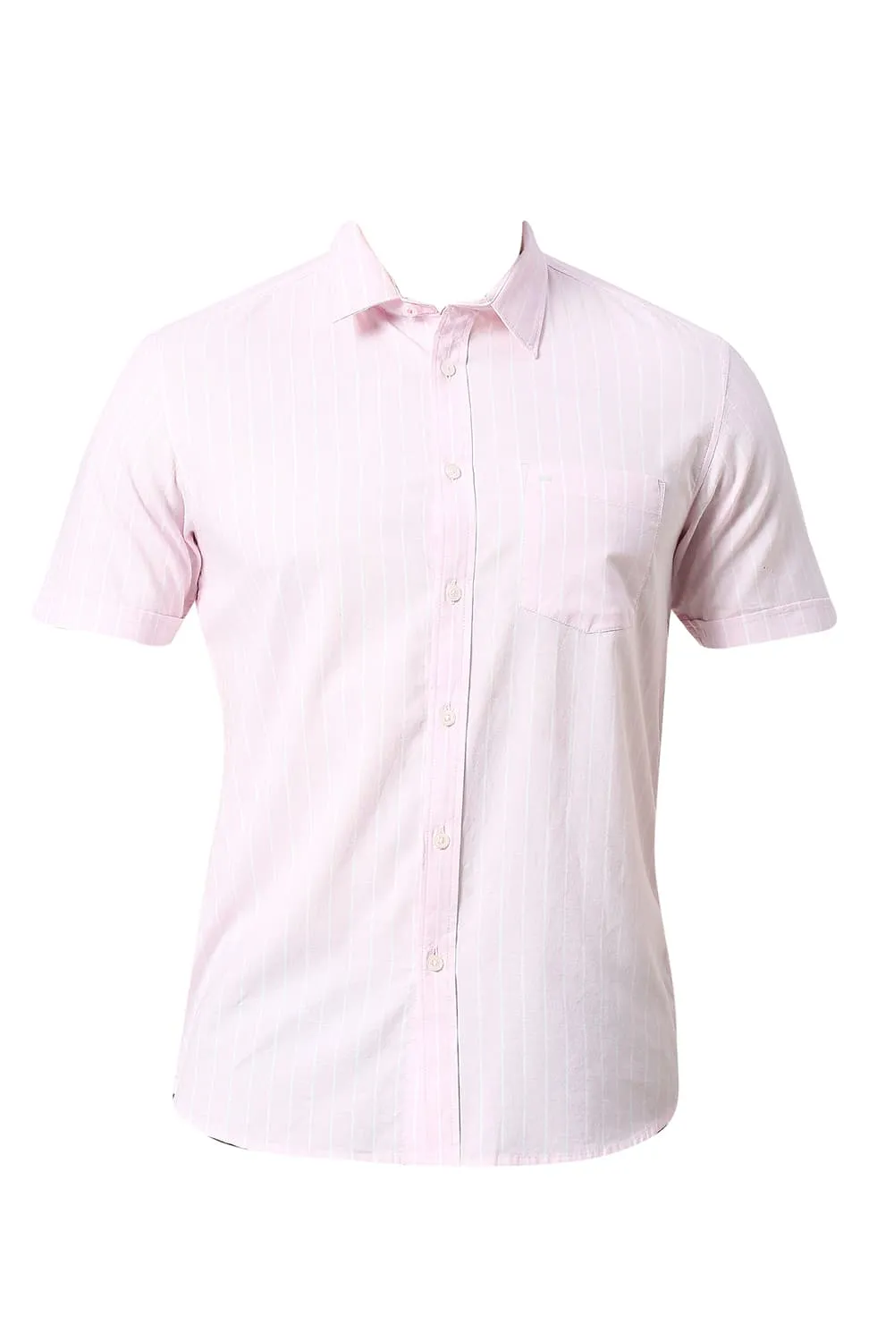 Slim Fit Cotton Oxford Stripe Halfsleeves Shirt