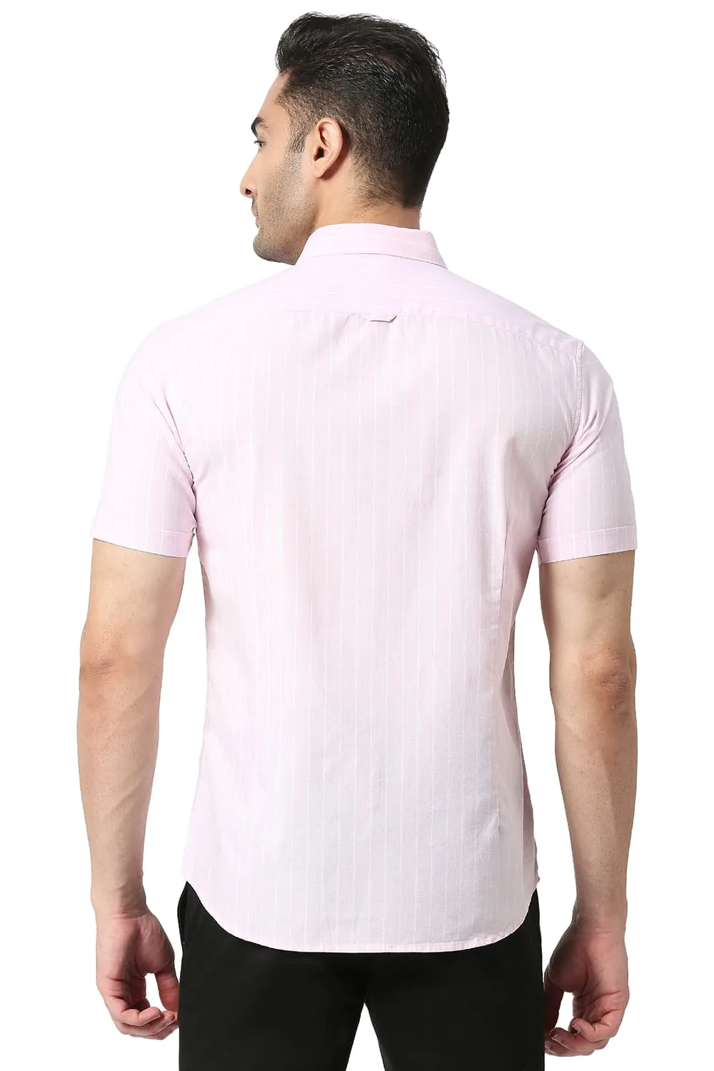 Slim Fit Cotton Oxford Stripe Halfsleeves Shirt