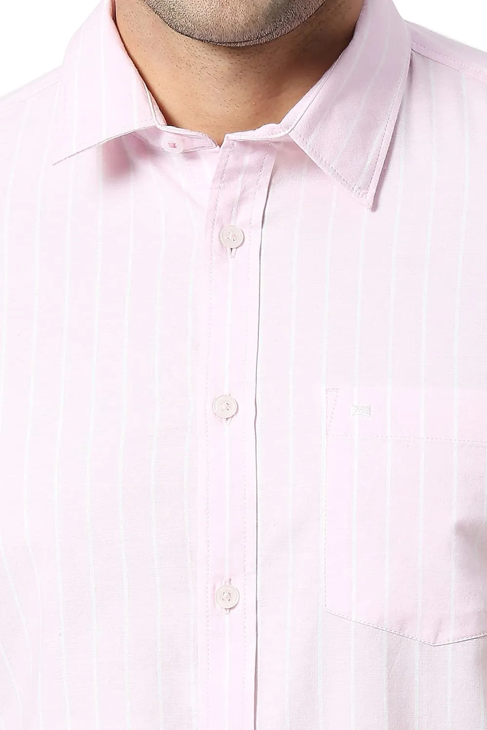 Slim Fit Cotton Oxford Stripe Halfsleeves Shirt