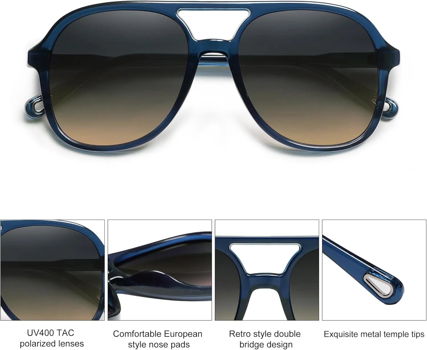 SOJOS Retro Polarized Aviator Sunglasses Womens Mens Classic 70s Vintage Trendy Square Aviators SJ2174
