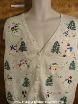 Super Cute Snowman Themed Christmas Sweater Vest