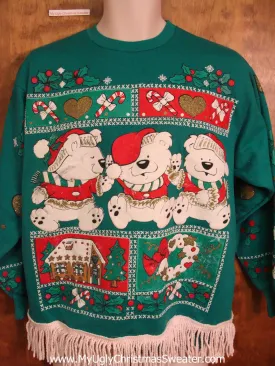 Teddy Bear Trio 80s Funny Novelty Christmas Sweatshirt