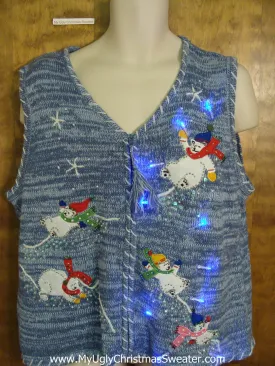 Tumbling Panda Bears Light Up Ugly Xmas Sweater Vest