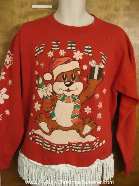 TWO SIDED Christmas and New Year 80s Bear Sweatshirt