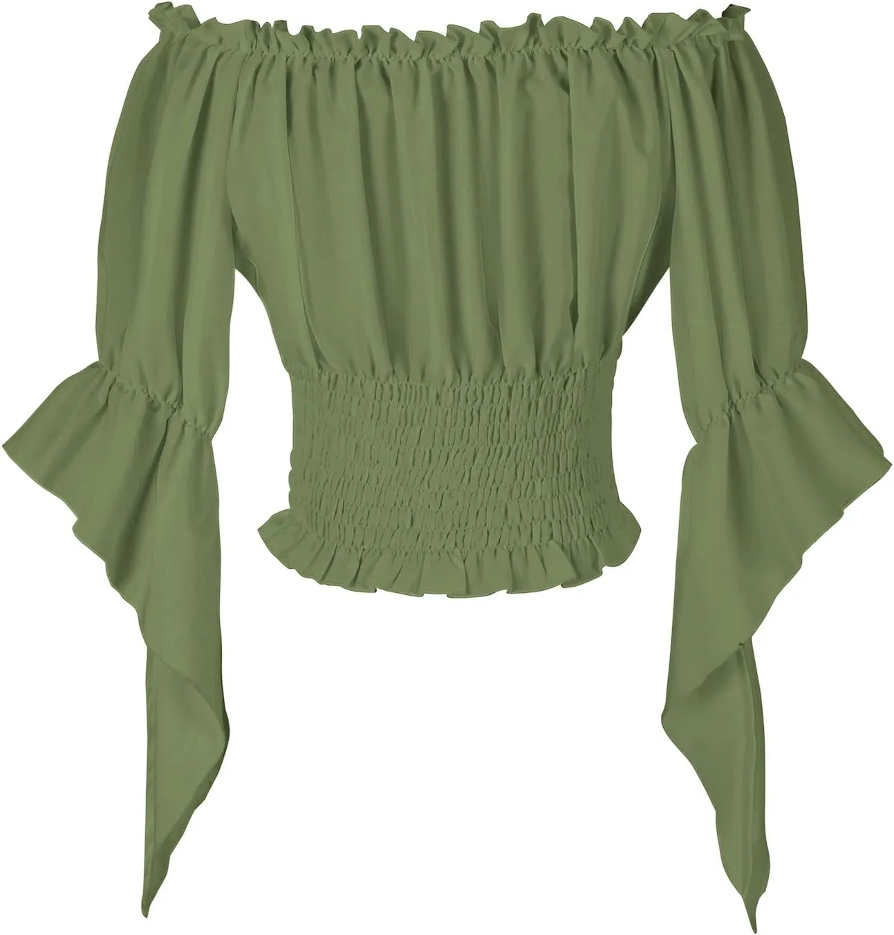 Womens Renaissance Peasant Blouse Off Shoulder Trumpet Sleeve Tops