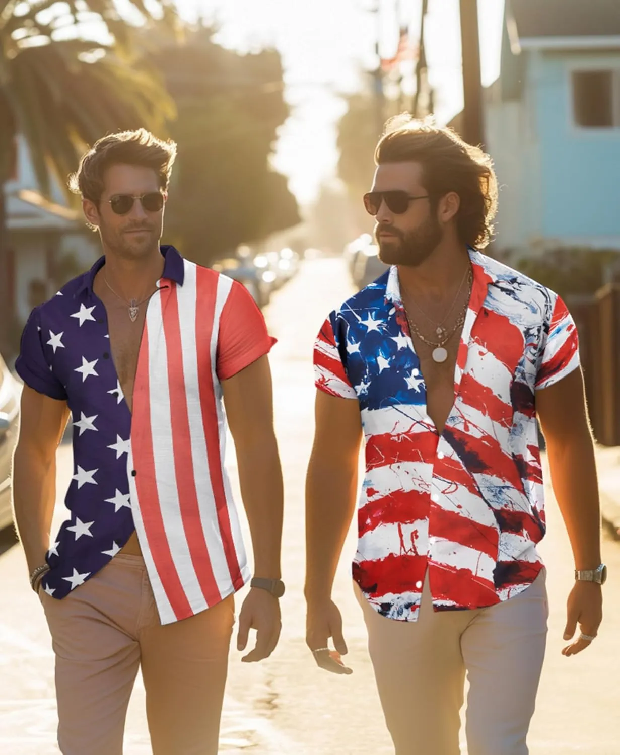 Yoimira 4th of July Shirts for Men,Patriotic Grunge Concept USA Flag Button-Down Casual Short Sleeve Hawaiian Shirts for Men